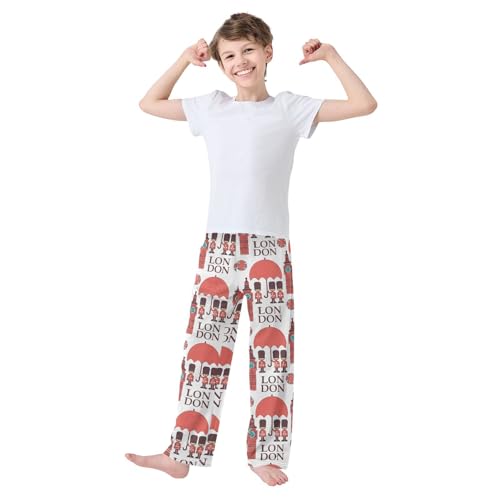 London and Soldier Boys Long Pants Soft Trousers Elastic Waist Kids Lounge Bottoms with Pockets S-XL2