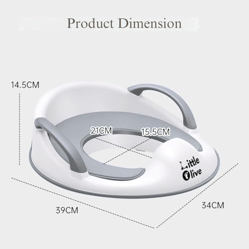 Image of Little Olive Baby Potty Seat with Backrest and Splash Guard | Soft Padded Toilet Trainer for Kids | Ergonomic Non Slip Portable Potty Training Seat for Toddlers Grey