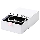 PANDORA Bracciale Moments in maglia snake in argento Sterling con chiusura a forma di cuore con simbolo dell'infinito con zirconi cubici trasparenti, 17