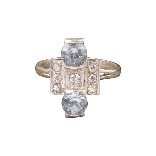 Bague topaze bleue en argent 925 style géométrique pour votre look quotidien