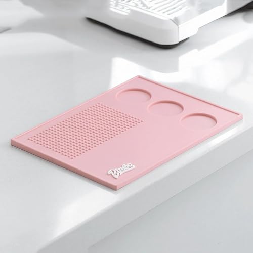 Hosoncovy Espresso Tamping Mat Silicone Coffee Tamper Mat Tamper Pad Coffee Tamp Station Coffee Maker Tools Drying Mat,Pink
