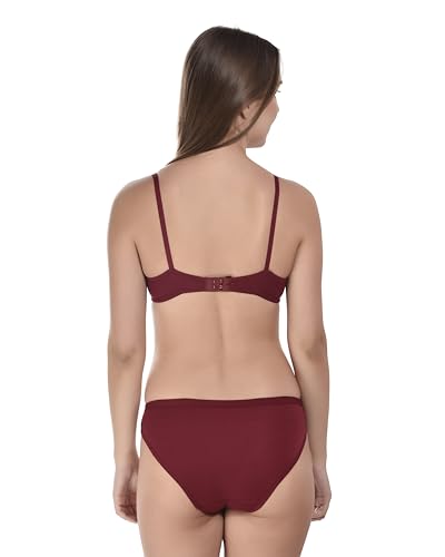Image of SGC SWEDEN Women's Lingerie Set | Cotton Blend Lightly Padded Non Wire Push-Up Bridal Bra Panty Lingerie Set | Super Soft and Comfortable Lingerie Set