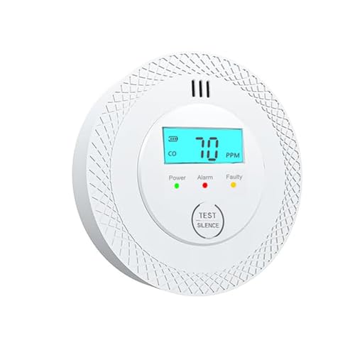 Détecteur de Monoxyde de Carbone Blanc - 10 Ans de Vie de Batterie, Alarme CO, Installation Facile pour Camping-Car, Maison et Bureau (1pack)