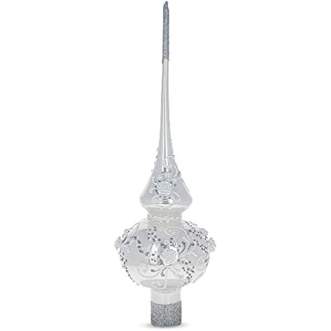3D Embossed Roses Glass Christmas Tree Topper Cover