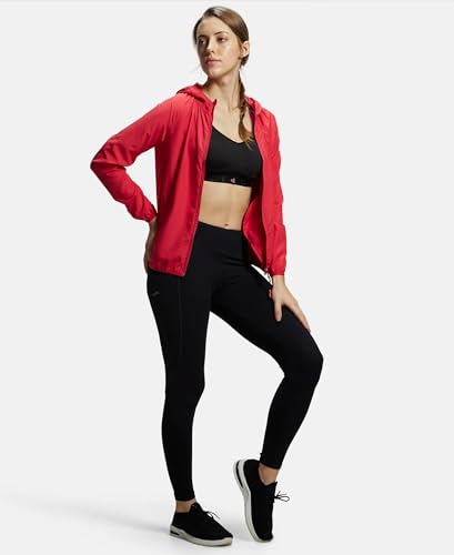 Image of Jockey MW50 Women's Microfiber Fabric Relaxed Fit Raglan Styled Water Resistant Hoodie Jacket with Stay Dry Treatment