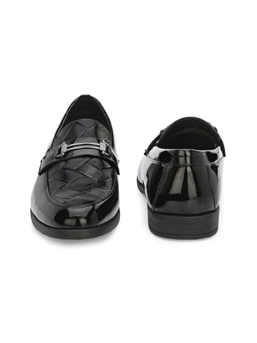 Image of STANPHORD Men Glossy Formal Slip-On Shoes | Patent Leather Dress Loafers | Cushioned Insole | Office Business Wedding Party Footwear(TPAJ 5040)