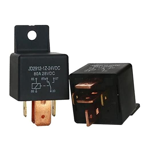 Relé automotriz de 5 pines 24V y 80A para barcos o camiones con un práctico orificio de montaje