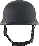 German Matt Black Novelty Skull Cap Half Helmet S,M,L,XL,2XL (Black, Small)