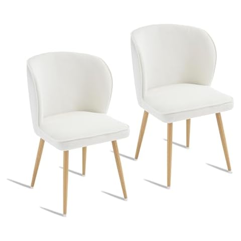 Sepnine Velvet Dining Chairs Set of 2, White Dining Chair with Sturdy Legs, Modern Armless Design Side Chairs for Dining Room, Kitchen, Restaurant, or Bedroom Cover