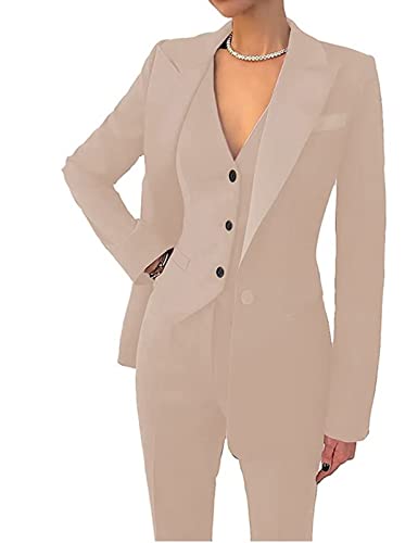 3 Pieces Women Suits One Button Elegant Outfits for Ladies Suit for Work Professional Formal Pantsuits Evening Party