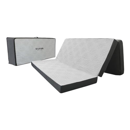 Recopilación de Colchonetas para Dormir Coppel Top 5. 44 Memory Foam Silver Edition | Colchón/Colchoneta Plegable – Colchón para Invitados Plegable – con Maleta - Blanco con Gris (Queen Size)