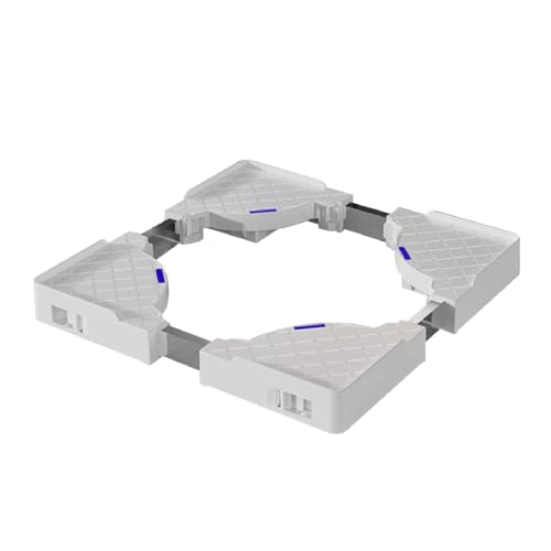 Base per Lavatrice Telaio Intermedio Universale per Lavatrice e Asciugatrice misura regolabile (45-65 cm) con Funzione di Assorbimento Degli Urti Bianco