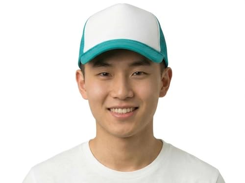 Image of NYFASHION101 Plain Mesh Trucker Hat - Breathable 6-Panel Daily Snapback Cap, Customizable Ideal for DIY Embroidery & Patches