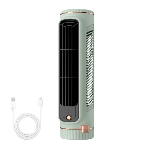 Ventilatore silenzioso 27 cm, ventilatore a torre regolabile a 360°, portatile a 3 velocità, ventilatore a torre verticale/orizzontale, ventilatore da tavolo per ufficio desktop (verde chiaro)