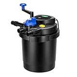 VIVOGROW Bio Pressure Pond Filter, up to 1600 Gallons, Pond Filter System with Convenient Cleaning Crank Handle for Garden, Pool, Fishpond, Black
