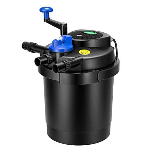 Vivogrow Bio Pressure Pond Filter, Up To 1600 Gallons, Pond Filter System With Convenient Cleaning Crank Handle For Garden, Pool, Fishpond, Black #TOP1