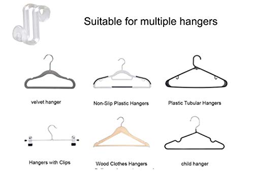 Kclongvs 60 Pcs Clothes Hanger Connector Hooks, Mini Cascading Hanger Hooks For Velvet Huggable Hangers, Wooden Hangers, Heavy Duty Space Saving For Closet (Clear) #TOP6