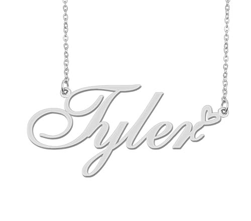 Aoloshow Stainless Steel Silver Tyler Heart Name Necklace Charm Pendant Jewelry for Mom Best Friends