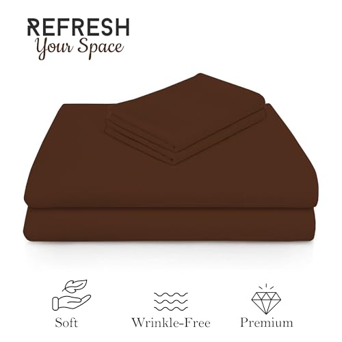 Image of FRESH FROM LOOM Microfiber Single Size Bedsheet with Solid Plain - 240 TC, Hypoallergenic bedsheets with 1 Pillow Covers (Size- 60 x 90 inch | Copper| Solid)