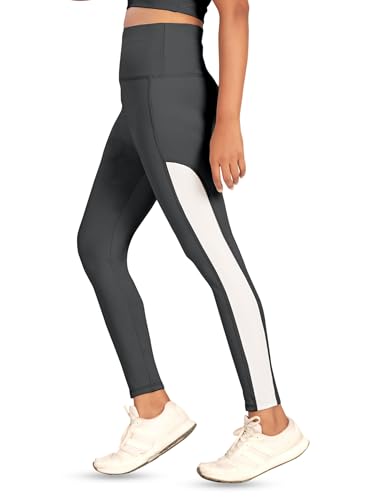 Image of Women's Polyester Blend Yoga Pants with High Rise Waist Stretch Fit Design Side Patti Slim Fit Style and Standard Length | Workout Track Pants | Joggers for GymRunning | Sports Top