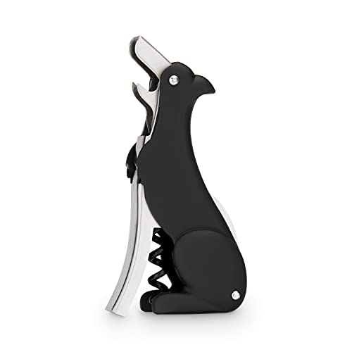 True Zoo Buddy Black Dog Double Hinged Corkscrew, Novelty Wine Key