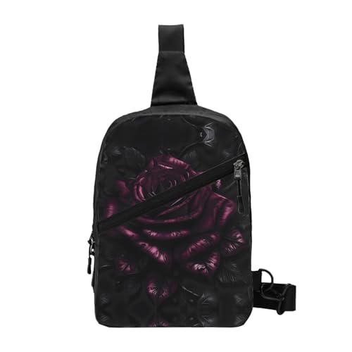 HJLUUFT Gothic Rose - Borsa a tracolla pieghevole con design diagonale - Borsa a tracolla - Lo zaino da uomo si trasforma in mini zaino, Nero , Taglia unica