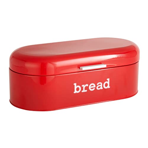 Large Red Metal Bread Box For Kitchen Countertop Storage, Retro Bread Bin (17.3 X 8.3 X 6.5 In) #TOP4