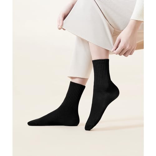 Image of VWU Women Men Crew Socks Cotton Dress Socks Ankle Neutral Casual Gilr Boy Solid Color Crew Socks SIze 5-12