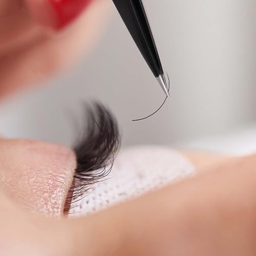 Amazon Basics Pinzetten-Set, professionell, Edelstahl, für Gesichtshaar, Wimpern, Augenbrauen, eingewachsene Haare, mit Reiseetui, schwarz, 4Stück