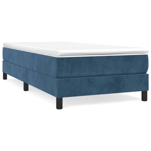 ULUYYUC Boxspringbett, Bettgestell Gästebett Gartenbett Schlafbett Geeignet für Arbeitszimmer Wohnbereich Wohnzimmer Schlafzimmer Dunkelblau 90x200 cm Samt – Bild 4