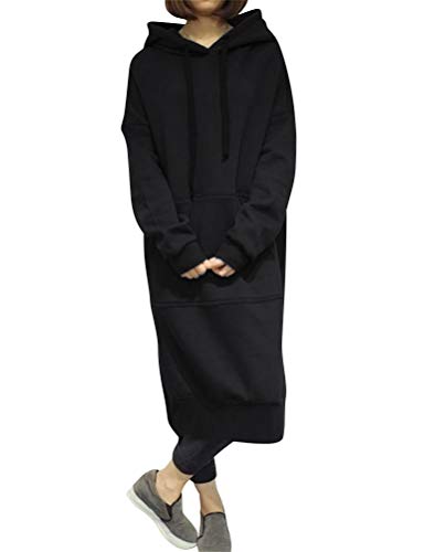 Dresswel Damen Kapuzenpullover Sweatkleid Hoodie Kleid Pullover Lange Tops...