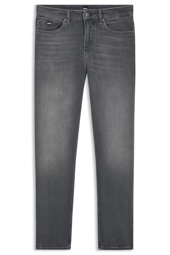 BOSS Mens H-Delaware Grey Slim-fit Jeans in Stretch Denim