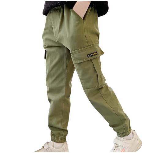 Boy's Casual Tapered Joggers Slim Fit Elastic Waist Casual Cargo Pants with Pockets Lightweight Sweatpants for Hiking