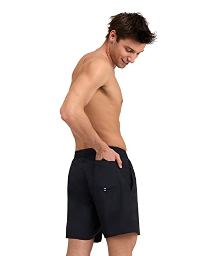 Image of ARENA Men's Icons Solid Beach Short Boxers Swimming Bermuda with Mesh Inner Brief, Side Pockets, Pool Beach Vacation Swimsuit