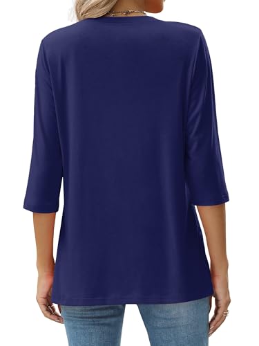 Image of JomeDesign Womens Tops 3 /4 Sleeve Shirts Round Neck Loose Casual Blouses