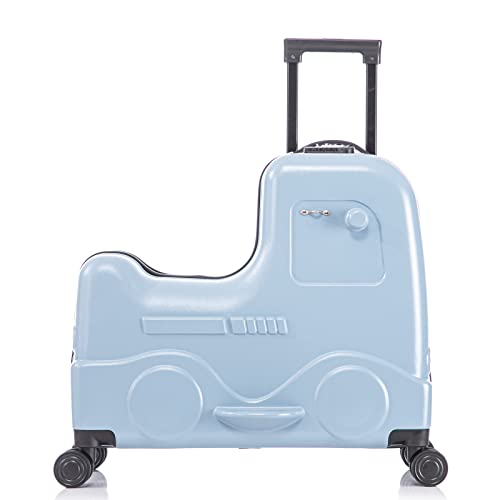 Image of Cimcame 22 Inch Kid's Ride on Suitcase Children's Trolley Luggage Carry-On Luggage with Spinner Wheels LockSafty BeltTelescoping Handle Blue