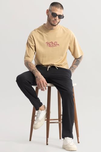 Image of SNITCH Black Textured Relaxed Trousers