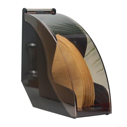 Coffee Filter Paper Rack with Rotating Lid and Protective Acrylic Cover (black)