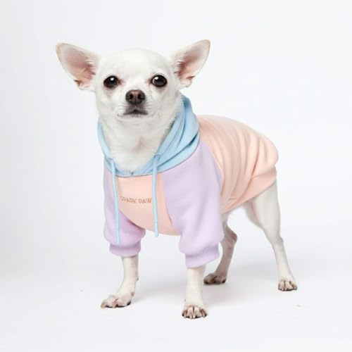 Image of Spark Paws Dog Hoodie - Premium Dog Sweater for Small, Medium, and Large Dogs | Warm Outfits for French Bulldogs, Pitbull, Puppy, Winter Jacket Alternative - Cotton Candy - S