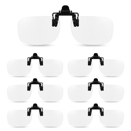 DIVINA VITAE 6Pcs Clip on Reading Glasses, Flip up Magnifying Glasses 1.5X Blue Light Blocking Glasses Magnifiers Lenses Readers for Old Women Men(Transparent)