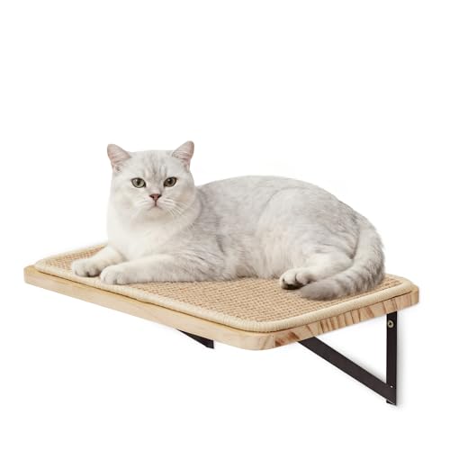 Cat Floating Wall Shelf with Scratching Mat, 1PC...