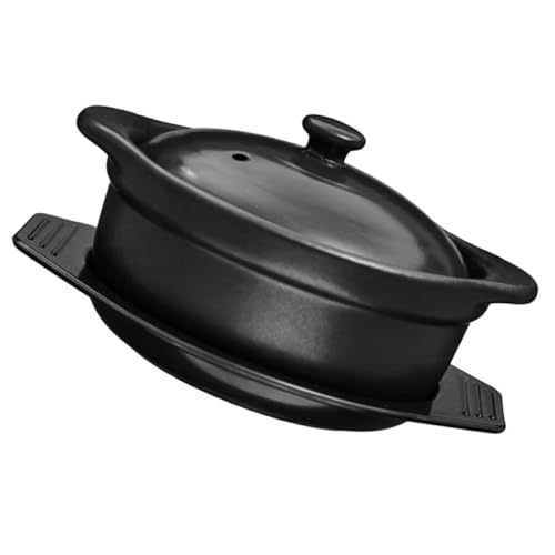 FOMIYES Pentola in Ceramica per Stufati 1.09l con Coperchio e Doppi Manici, Casseruola Resistente al Calore per Casa e Ristoranti, per Brasare Zuppe, Porridge e Cottura Lenta