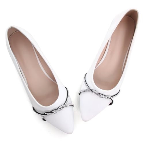 Image of TN TANGNEST Womens Casual Flats Chain Ballet Flats | Fashion Pointed Toe Rhinestone Flats, Comfort Slip On Dress Shoes for Business Work Office Wedding Party