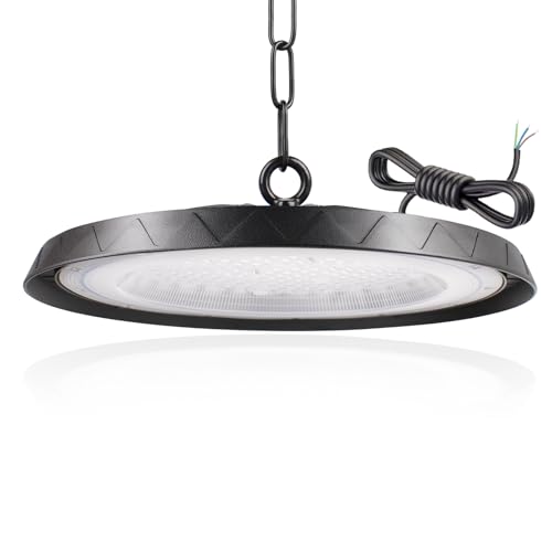 JINABLOSSY 200W UFO LED Lámpara de Alta Bahía, 6500K BlancaFría LED UFO High Bay Lumière,20000LM IP65 Impermeable Campana Industrial lampara techo para Fábricas, Aeropuerto, Patio, Garaje,Taller