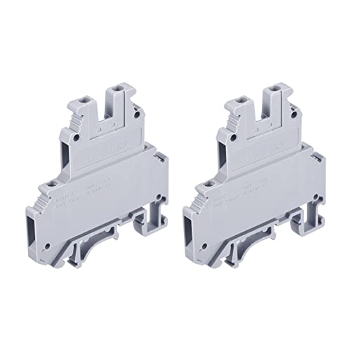 sourcing map - sourcing map DIN Rail Montage Double niveau Bornier Blocs Vis Type Gris UKK3 Paquet de 2