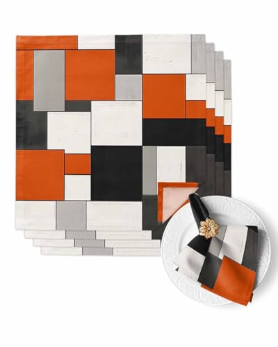 Servilletas de tela blancas negras rojas modernas x4 miniatura 1