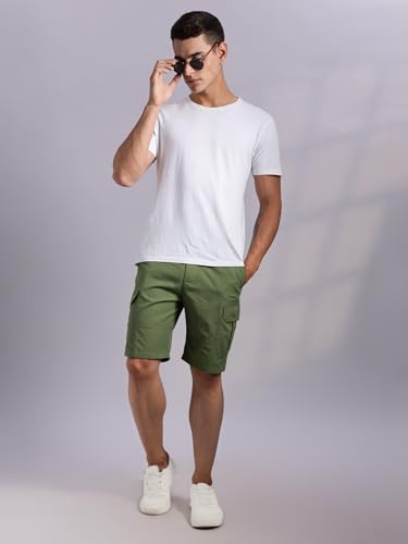 Image of Thomas Scott Men's | Regular Fit | 100% Cotton | Solid | Breathable Lightweight | 6-Pocket Cargo Shorts | Cricket Club Collection