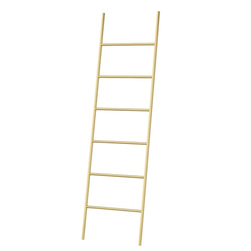 Escalera y toallero de 6 niveles, soporte de secado de metal independiente para ropa y toallas, elegante decoración del hogar para sala de estar y dormitorio (dorado, 50 x 170 cm)