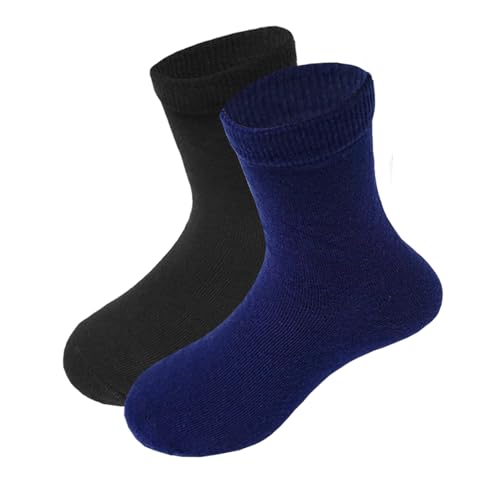 Boys Crew Dress Socks Cotton Seamless Toddler Socks for Kids Boys Girls Uniform School 2 Pack Sock
