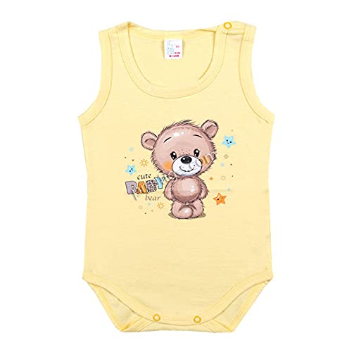 Svetli Unisex Baby Ärmellos Body | 100% Baumwolle | Babybody mit Aufdruck |Baby Body für Mädchen | Baby Bodys für Jungen | Baby Unisex Ärmellos | Wickelbody (Gelb, 68) Cover